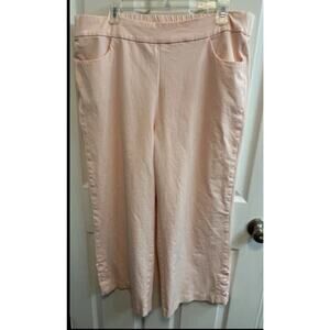 Isaac Mizrahi 18W 24/7 Stretch Crop Wide Leg w/Buttons Rosewater Pink Stained